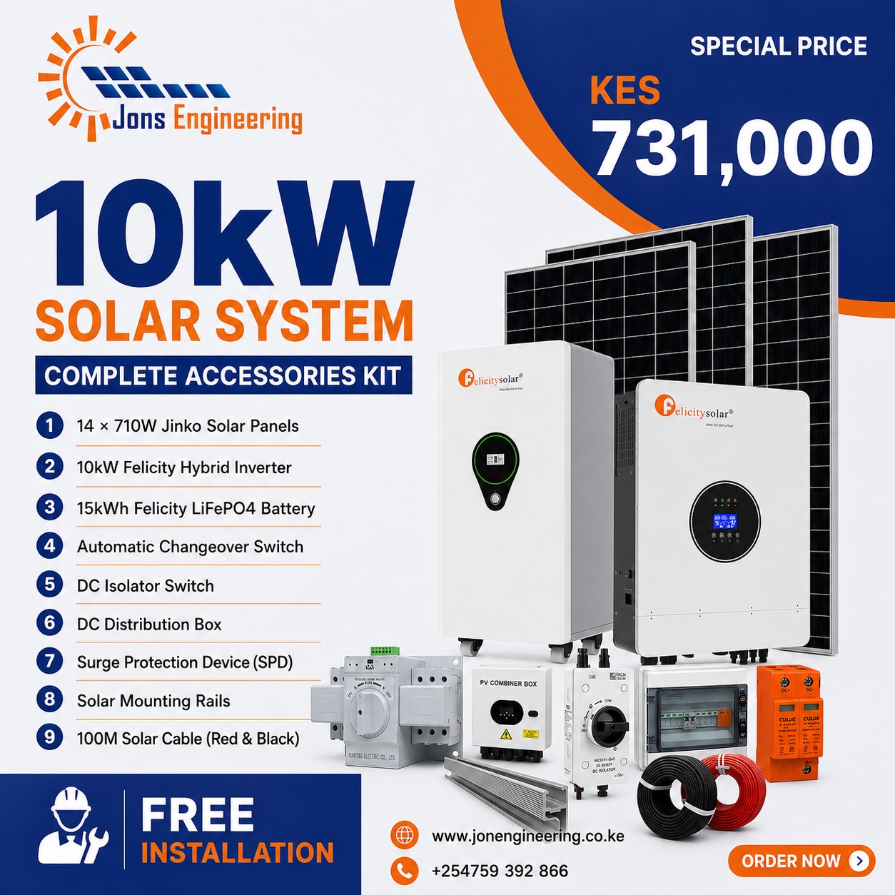 content (50) 10kW Complete Hybrid Solar Power System - Image 1