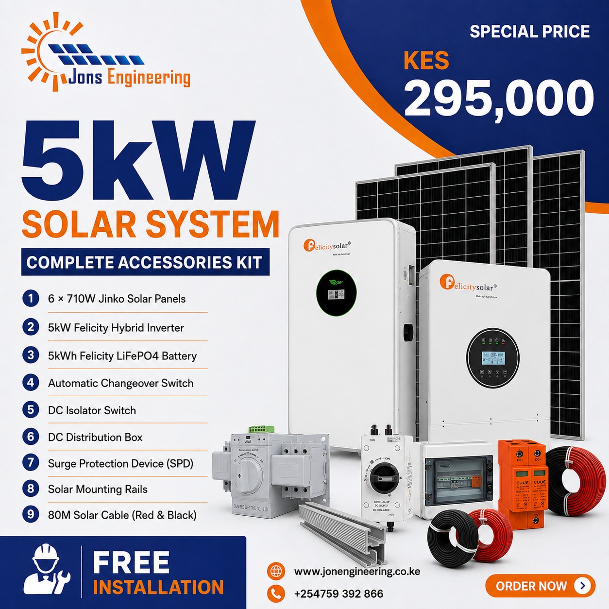 content (51) 5kW Complete Hybrid Solar Power System - Image 1